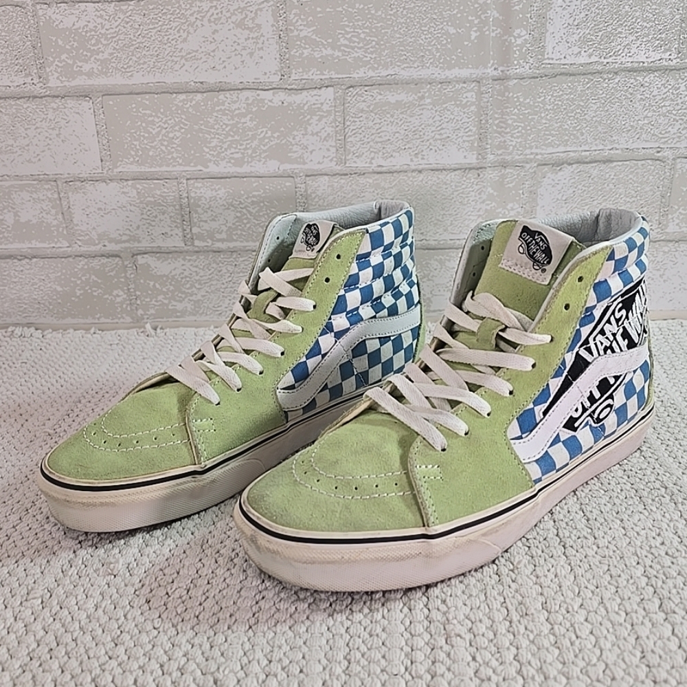Size 9.0 Men's Vans Skate Sk8-Hi Off The Wall Patch Sharp Green Shoes